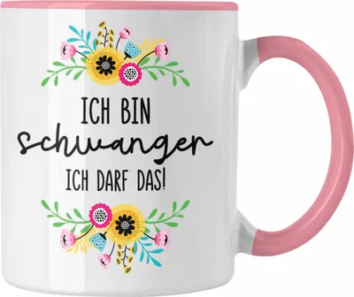 Produktbild von Trendation - Ich Bin Schwanger Ich Darf Das Tasse Geschenk Frau Schwangerschaft Geschenkidee (Rosa)