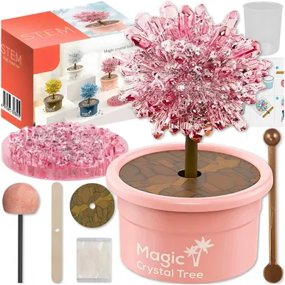 Produktbild von Kristallbaum Experiment Rosa, Kristallzucht Set für Kinder ab 6 Jahren, MINT Lernspielzeug, Kristalle züchten
