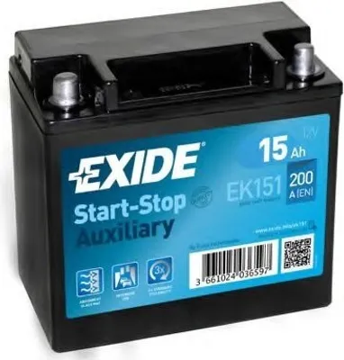 Produktbild von Exide EK151, AGM (Absorbierende Glasmatte), 15 Ah, 12 V, 200 A, Motorrad, Wartungsfrei