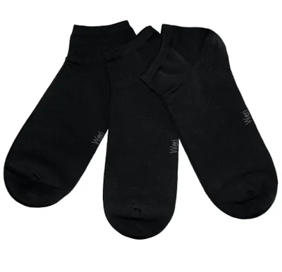 Produktbild von Herren Sneakersocken 3-er Pack aus Baumwolle Einfarbig Schwarz Größe 43-46