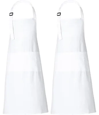 Produktbild von Kochschürze 69 x 89 cm 2er Set Weiß Baumwolle mit 3 Taschen