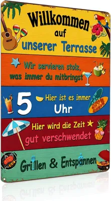 Imagen del producto de Placa decorativa para exteriores, diseño tropical colorido, 20 x 30 cm, resistente a la intemperie, ideal para terrazas