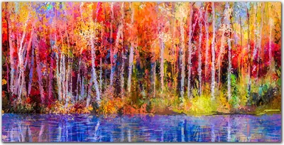 Produktbild von Coloray - Bild aus Glas - Glasbilder - 100 x 50 cm - Wanddekoration Wohnzimmer Glasblock mit Bild Gehärtetes Glas Dekoration Küche - Bunte Baummalerei
