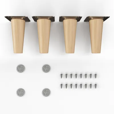 Produktbild von 4x sossai Holzfüße rund - gerade Ausführung 10cm Buche Öl-Finish