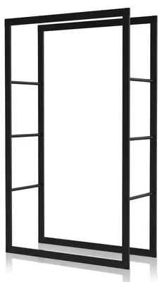 Produktbild von Eikuavons Kaminholzregal 100 × 100 × 25 cm, Eisen, Schwarz, freistehendes Brennholzregal für Kamin und Ofen
