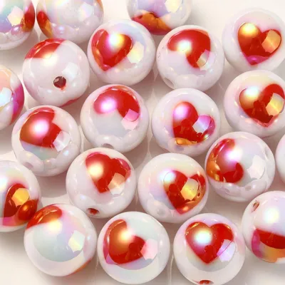 Immagine prodotto di 20 pezzi di perline in acrilico da 16 mm con motivo a cuore