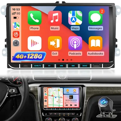 Image de Autoradio Android 4+128 Go pour divers véhicules, incluant une caméra de recul