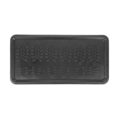 Produktbild von Relaxdays Schuhabtropfschale, Gummi, Ablage für nasse Schuhe, hoher Rand, BxT: 80x40 cm, rutschfest, Fußmatte, schwarz