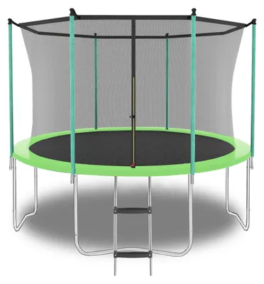 Produktbild von 8-Fuß-Trampolin, Outdoor-Trampolin, mit Sicherheitsnetz, mit Leiter, Belastbarkeit 181 kg, grün