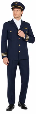Produktbild von Piloten Kostüm "Robert "für Herren | Anzug mit Mütze Dunkelblau Größe: 58