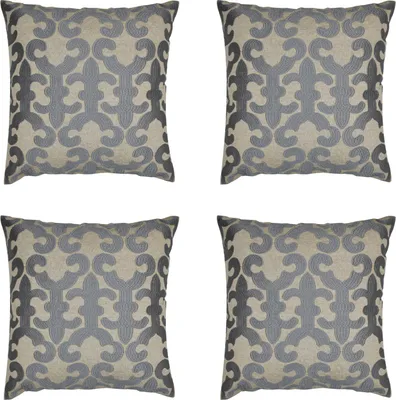 Zdjęcie produktu dla Marrakesh zestaw 4 poduszek poszewka na poduszkę 40x40 cm duża | poduszka na sofę przytulna bawełniana poduszka haftowana jako dekoracja salonu na fotelu i sofie | poduszka dekoracyjna Kayon szara jako poduszka na krzesło w jadalni