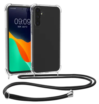 Produktbild von kwmobile Necklace Case kompatibel mit Samsung Galaxy A55 5G Hülle - Silikon Cover mit Handykette - Band Handyhülle Schwarz Transparent