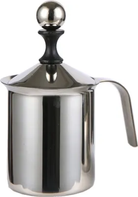 Produktbild von 400cc Manueller Milchaufschäumer, Doppelschichtfilter, Edelstahl, beheizbar, leicht zu reinigen, mit Griff