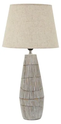 Imagen del producto de Lámpara de mesa Hanoi de poliresina multicolor con pantalla de lino natural