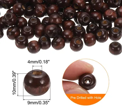Produktbild von 600 Stk. Gro?loch-Holzperlen Haarzopfperlen, Unvollendete natš¹rliche Fassholz-Abstandshalterperlen fš¹r Handwerk Haar DIY Makramee-Schmuckherstellung, Braun (10 x 9mm, 4mm Loch)