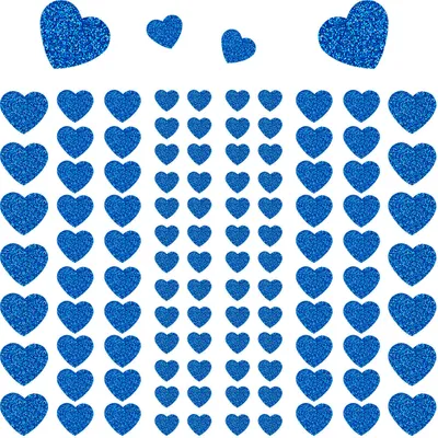 Produktbild von Oblique Unique 106 Herz Sticker mit Glitzer Aufkleber zum Verzieren Scrapbooking Basteln für Hochzeit JGA Valentinstag - königsblau