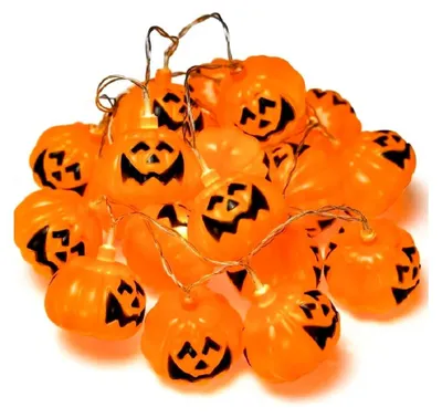 Halloween-Lichterkette, 16 LED, 320 cm, orange, batteriebetrieben