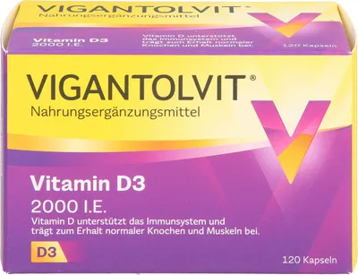 Produktbild von VIGANTOLVIT Vitamin D3 2000 I.E. Kapseln, 120 St. Kapseln