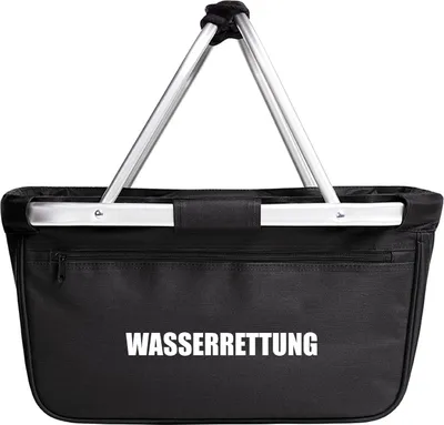 Produktbild von Huuraa Einkaufskorb Wasserrettung Schriftzug 20 Liter Black faltbarer Tragekorb Geschenkidee