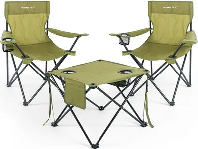 Produktbild von Campingmöbel-Set faltbar 2 klappbare Campingstühle und 1 kompakter Campingtisch, leicht, stabil, bis 120 kg belastbar, grün