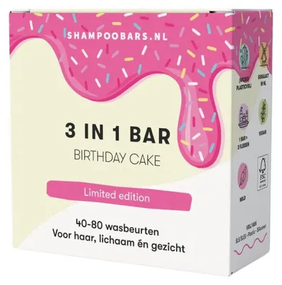 Produktbild von ShampooBars 3-in-1-Seifenstück „Birthday Cake“