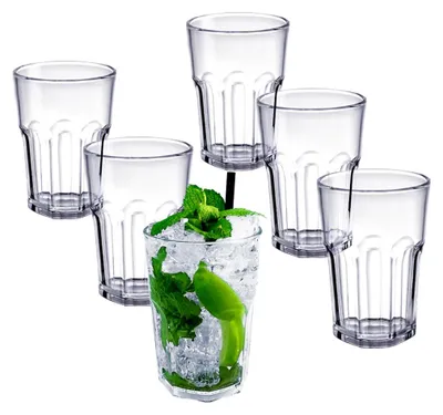 Produktbild von DoimoFlair Cocktailglas Graniti 35 cl aus Acryl Hartes Kunststoff Plastik Mehrwegbecher Transparent Set 6 Stück