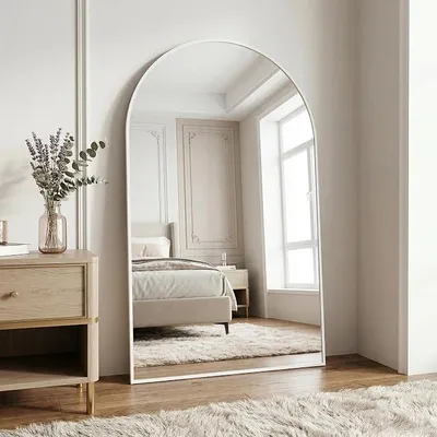 Imagen del producto de Espejo de pared con forma de arco, 120x80 cm, marco de aleación de aluminio, espejo para baño