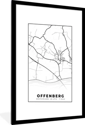 Produktbild von MuchoWow® Gerahmtes Poster Offenberg - Stadtplan - Karte 60x90 cm - Poster mit Schwarzem Bilderrahmen Wandposter Rahmen Foto Bilder - Dekoration - Wandposter Wohnzimmer - Hochwertig