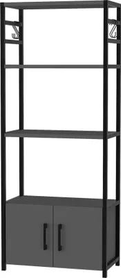 Produktbild von Küchenregal 'Arhuni' mit 2 Türen 5 Haken 139 x 56 x 30 cm Anthrazit