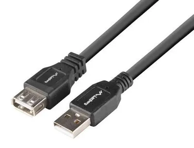Productafbeelding van USB-A naar Ethernet-kabel, Lanberg, mannelijk/vrouwelijk, 2.0, 1 meter, zwart, in doos