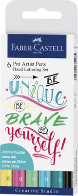Produktbild von Faber-Castell 8800502, Schwarz, Blau, Grün, Pink, Türkis, Gelb, Mehrfarben, Rund, Tinte auf Pigmentbasis, Pinsel/feine Spitze, 0,3 mm