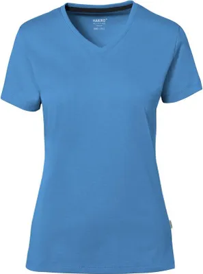 Produktbild von HAKRO Hakro Damen V-Shirt Baumwolle Tec #169 Gr. L malibublau