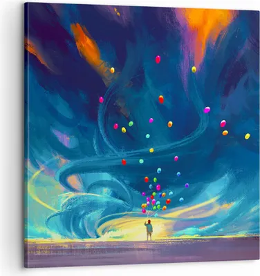 Produktbild von Bild auf Leinwand - Leinwandbild - Abstraktion Ballon - 60x60cm - Wand Bild - Wanddeko - Wandbilder - Leinwanddruck - Bilder - Kunstdruck - Wanddekoration - Leinwand bilder - Wandkunst - AC60x60-3714