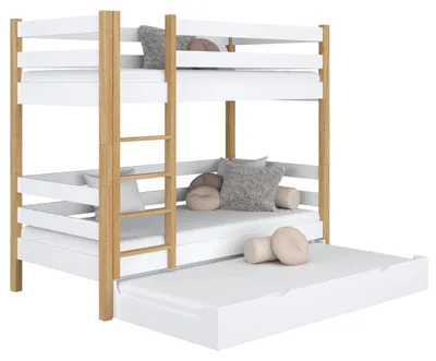 Immagine prodotto di Letto a castello in legno con letto estraibile N01 Bianco / Rovere naturale 120x190