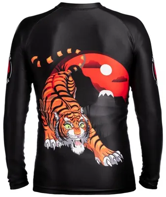 Productafbeelding van Rash Guard Heren - Compressie Shirt voor en Jiu Jitsu - Zwart Grijs Rood
