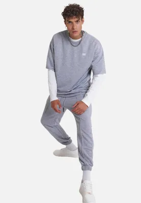 Produktbild von Set T-Shirt Jogger Jogginganzug Unisex L Grau-Melange