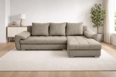 Produktbild von AX LIVING Manisa Wohnzimmer Couch L Form Hellbraune Sofa R