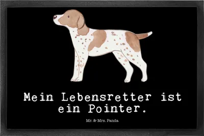 Produktbild von Mr. & Mrs. Panda Schmutzmatte Pointer Lebensretter 50 x 75 cm - Schwarz - Geschenk, English, fußmatte, bodenmatte, Schmutzfänger, Fussmatte, Fußabstreifer