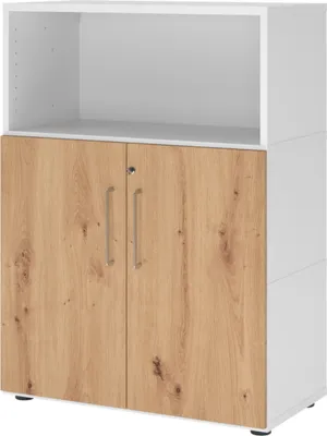 Produktbild von bümö flexi Aktenschrank mittel mit Flügeltüren - Nachbildung: Weiß/Asteiche