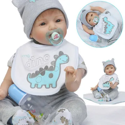 Produktbild von 55cm Silikon Vinyl Blinken Reborn Baby Puppe Lebensecht Junge Spielzeug Geschenk