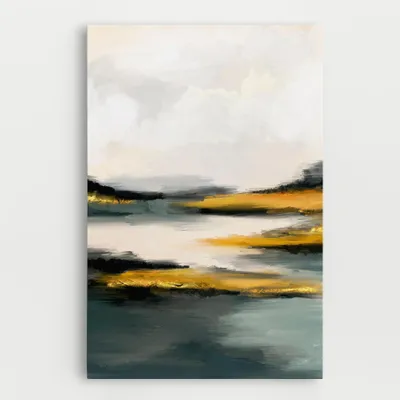 Produktbild von ARTHUB® Leinwandbild 30x40 cm, Abstract_contemporary_wall_art_with_a_hand_painted_mixed_media_landscape_design_2803 | Wohnzimmerdekoration, Hängende Bilder, Wanddekoration, Heimdekoration, Landschaften, Seen
