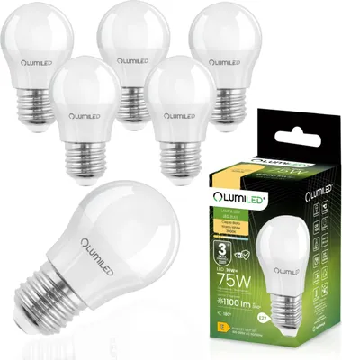 Produktbild von LUMILED 6 Stück LED Leuchtmittel E27 P45 10W ersetzt 75W 1100lm 3000K Warmweiß 180° Abstrahlwinkel Gleichmäßiges Licht Nicht Dimmbar 230V 6er Set Golfball Lampe Tropfen Kugelform