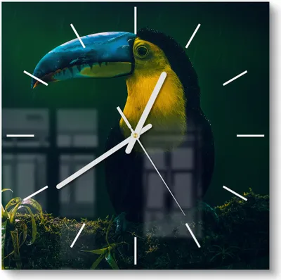 Produktbild von DEQORI Glasuhr 30x30 cm Modern 'Dschungelbewohner' Wanduhr Glas Uhr Design leise Küchenuhr