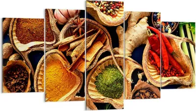 Produktbild von Bild auf Leinwand - Leinwandbild - Küche Essen Kräuter Gewürze - 160x85cm - Wand Bild - Wanddeko - Leinwanddruck - Bilder - Kunstdruck - Wanddekoration - Leinwand bilder - Wandkunst - EA160x85-2844