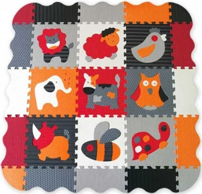 Produktbild von BABY GREAT Schaumstoffpuzzle Tiere grau-rot SX mit Kanten