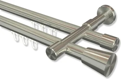 Produktbild von Interdeco Innenlaufstange, Gardinenstange mit Innenlauf Edelstahl-Optik Modell Prestige Sitra, 20 mm Ø 2-läufig, 180 cm