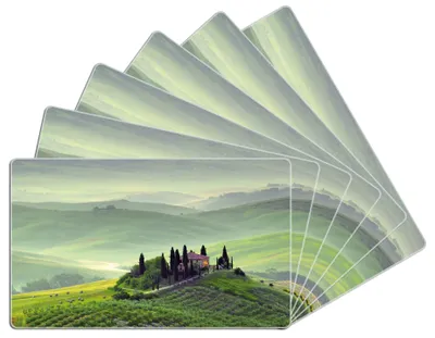 Produktbild von Wallario Frühstücksbrettchen 6er Set aus Glas, je 14 x 23 cm, mit rutschfesten Füßen, Motiv Toskana in Italien