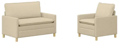 Image de Ensemble de canapés vidaXL, 2 pièces, couleur crème, revêtement en tissu
