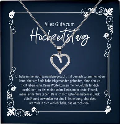 Produktbild von 22Feels Echt Silber Halskette - Hochzeitstag Ehefrau Geschenk Frauen Schmuck Set für Sie - Herz Anhänger, Karte