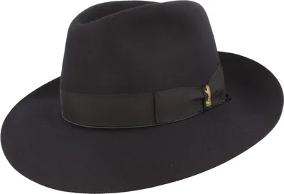 Borsalino feiner Haarfilzhut breite Bogartform in blau